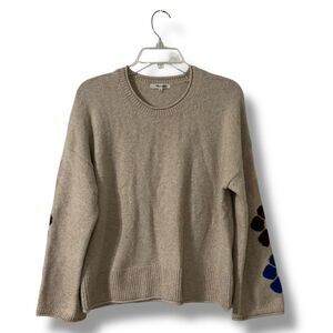 Madewell Flecked Floral Sleeve Sweater Wool Blend Oatmeal Oversized Size Medium